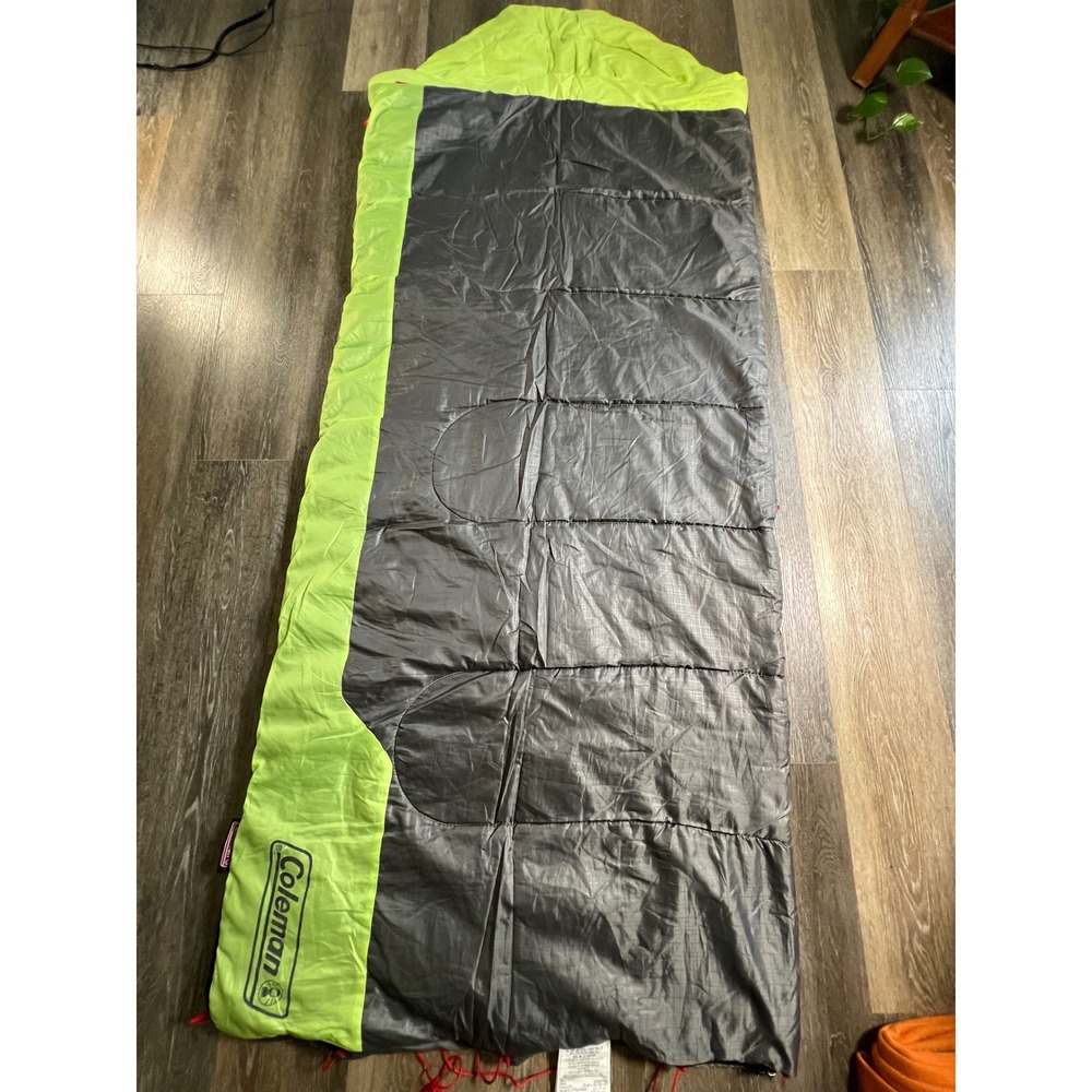 Coleman Sleeping Bag Unisex 33x82 Grey Neon Green ZipPlow Ripstop 2000020759